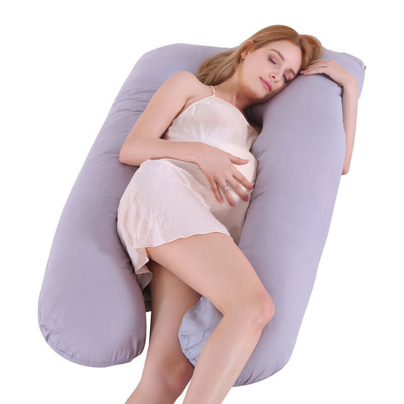 U-Shape Maternity Support Pillow — Cool Ice Silk for Pregnancy Comfort - Grey