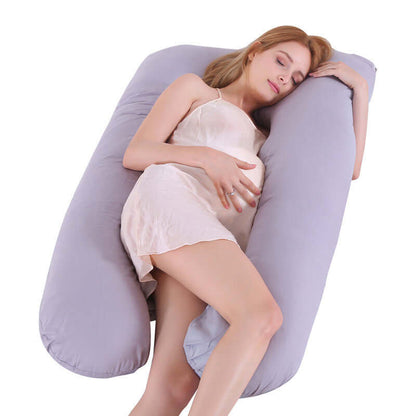 U-Shape Maternity Support Pillow — Cool Ice Silk for Pregnancy Comfort - Grey