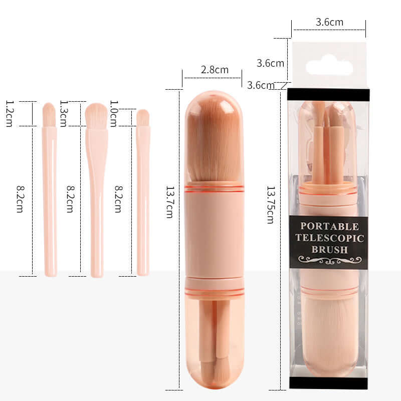 4-in-1 Portable Makeup Brush Set — Travel-Ready Beauty Tools