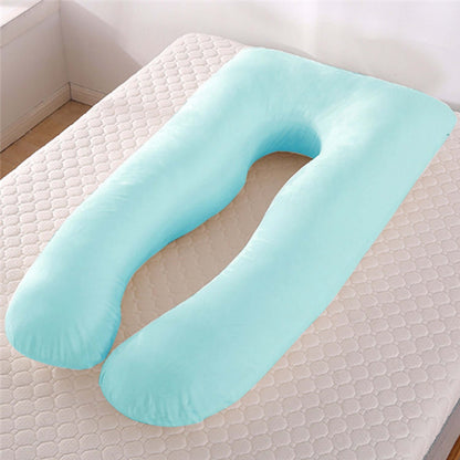U-Shape Maternity Support Pillow — Cool Ice Silk for Pregnancy Comfort - Light Blue