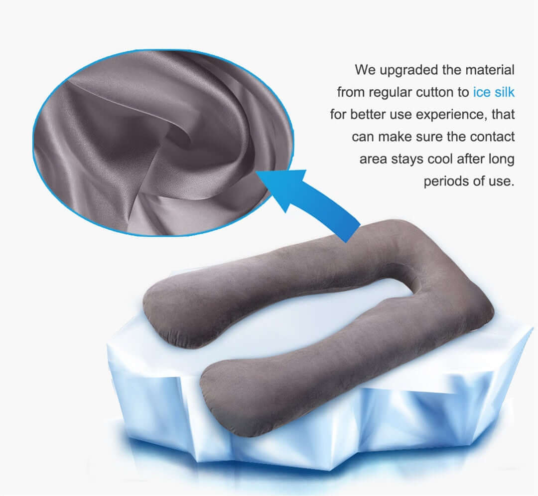 U-Shape Maternity Support Pillow — Cool Ice Silk for Pregnancy Comfort