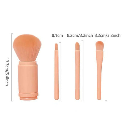 4-in-1 Portable Makeup Brush Set — Travel-Ready Beauty Tools