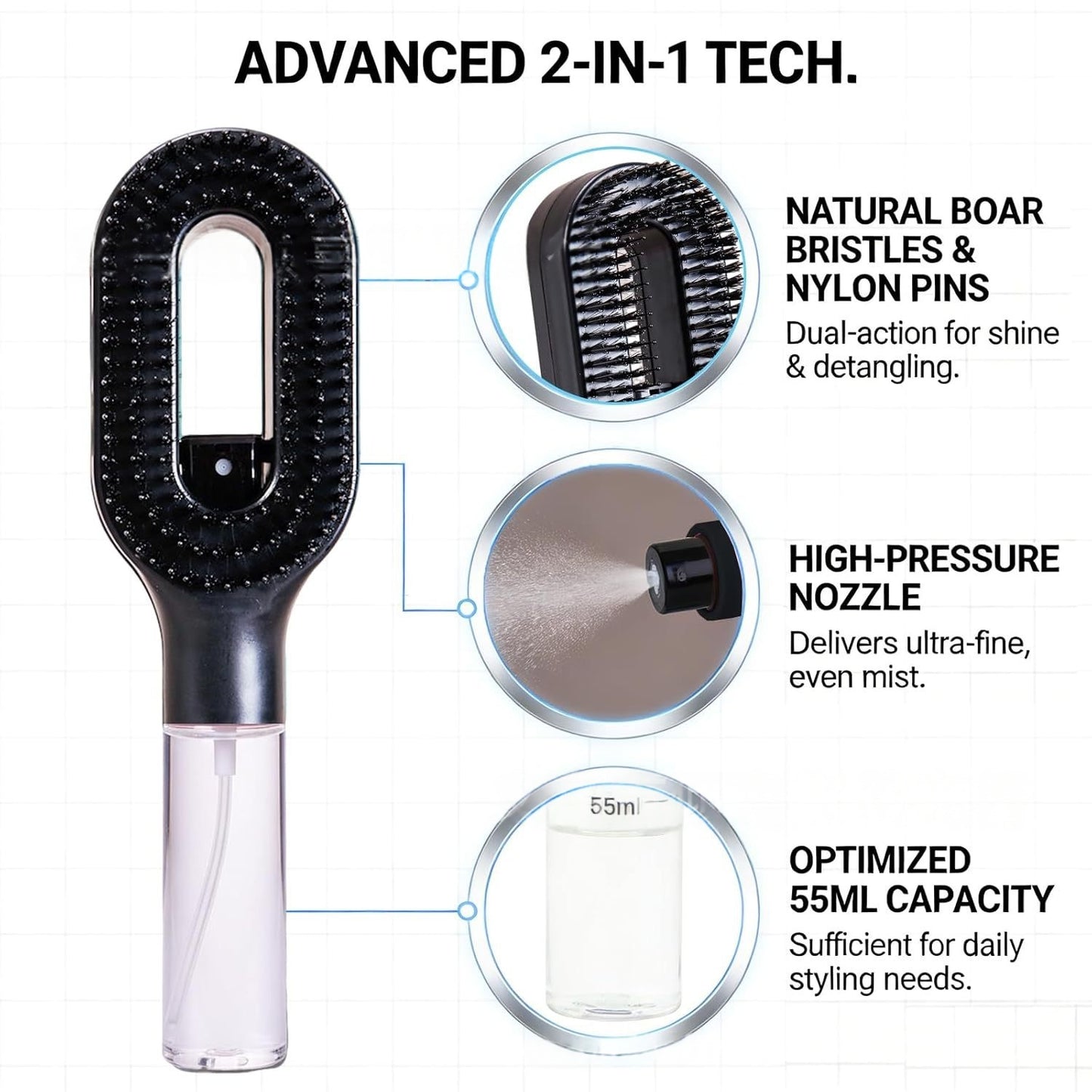 One-Click Spray Brush for Smooth Frizz-Free Hair