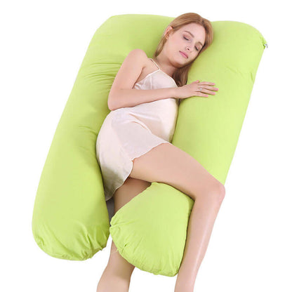 U-Shape Maternity Support Pillow — Cool Ice Silk for Pregnancy Comfort - Green