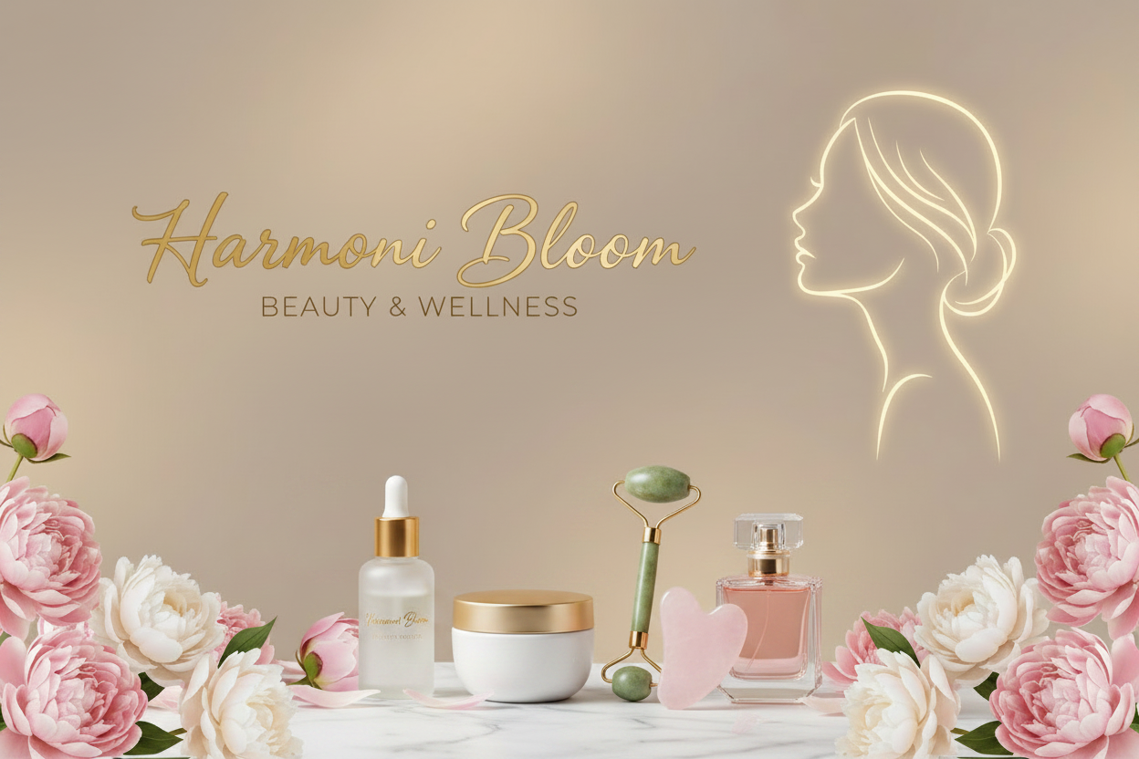 Harmoni Bloom Hero Banner with Beauty Products